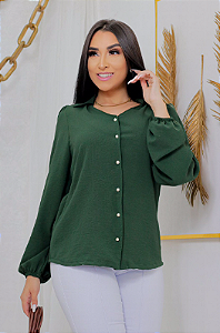 Camisa Crepe Duna Verde Militar